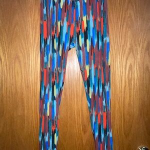 LuLaRoe Kids Leggings with Bold Brushstroke Pattern